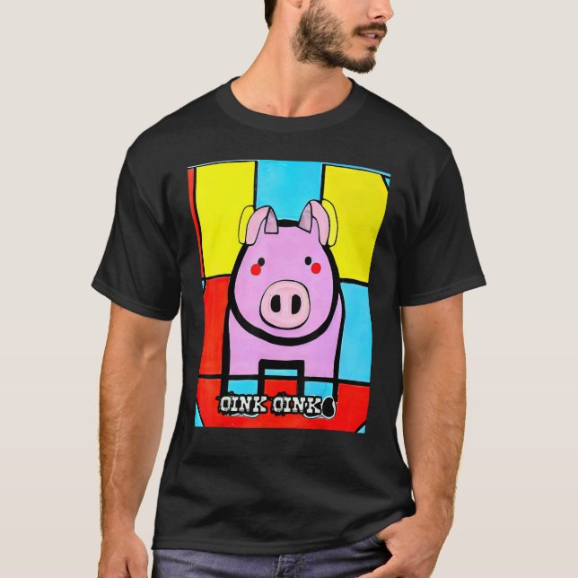 Cute Pig Piggie Oink Oink 43 T Shirt (Framsida)