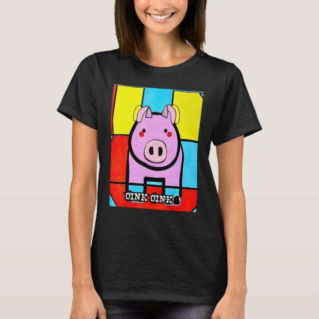 Cute Pig Piggie Oink Oink 43 T Shirt (Framsida)