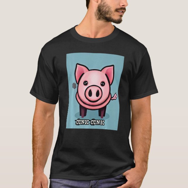 Cute Pig Piggie Oink Oink  50 T Shirt (Framsida)
