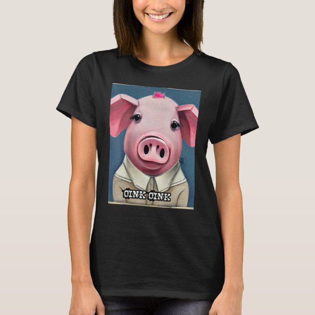 Cute Pig Piggie Oink Oink 52 T Shirt (Framsida)