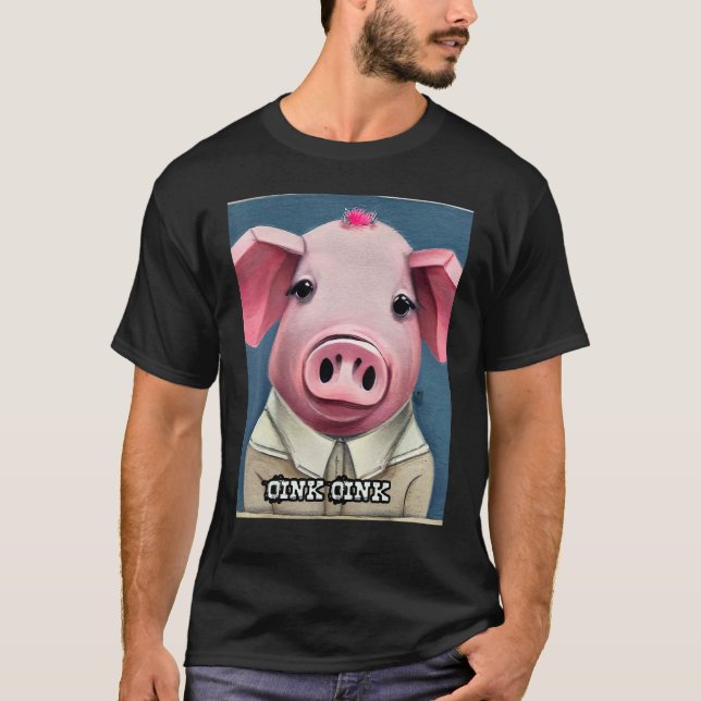 Cute Pig Piggie Oink Oink 52 T Shirt (Framsida)