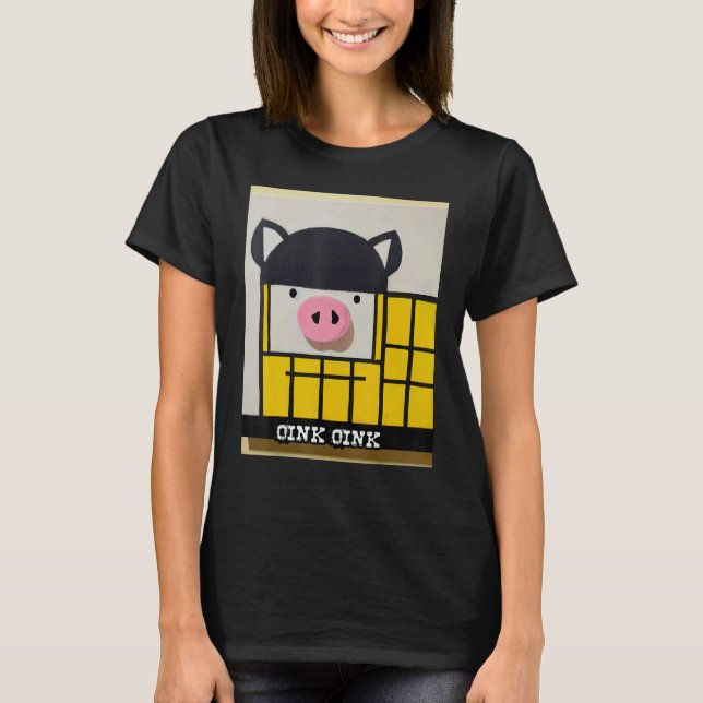 Cute Pig Piggie Oink Oink 54 T Shirt (Framsida)