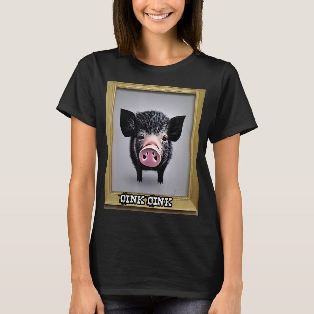 Cute Pig Piggie Oink Oink 5 T Shirt (Framsida)