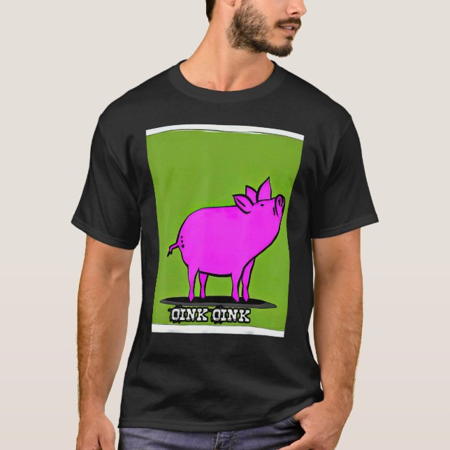 Cute Pig Piggie Oink Oink 7 T Shirt (Framsida)
