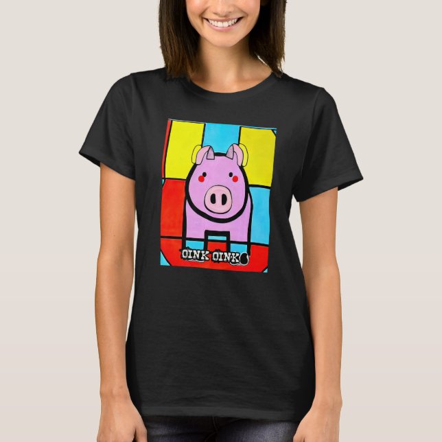 Cute Pig Piggie Oink Oink Premium_3 T Shirt (Framsida)