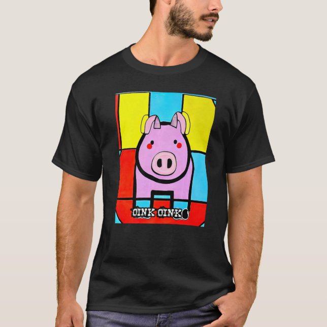 Cute Pig Piggie Oink Oink Premium_3 T Shirt (Framsida)