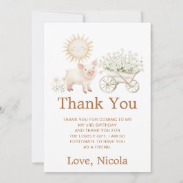 Cute Pig Wheelbarrow Birthday Tack Kort