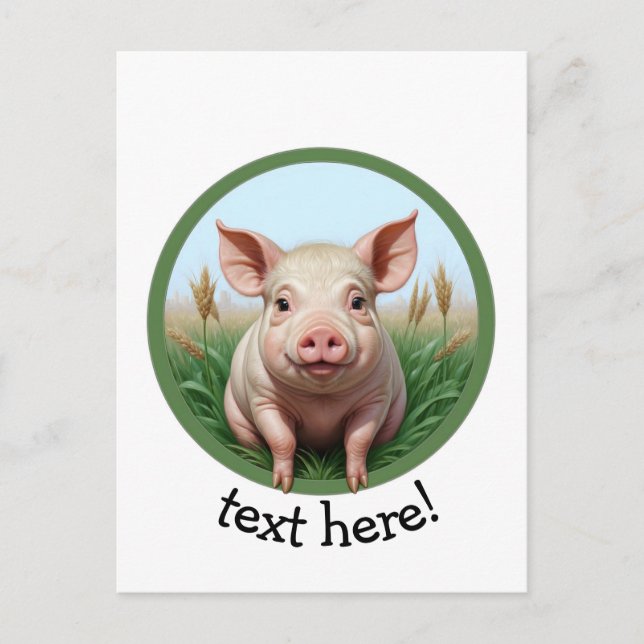 cute pig with your text vykort (Framsida)