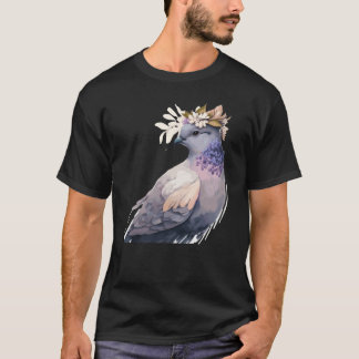 Cute Pigeon Dove Bird Flower Crown Pet Birds  1 T Shirt