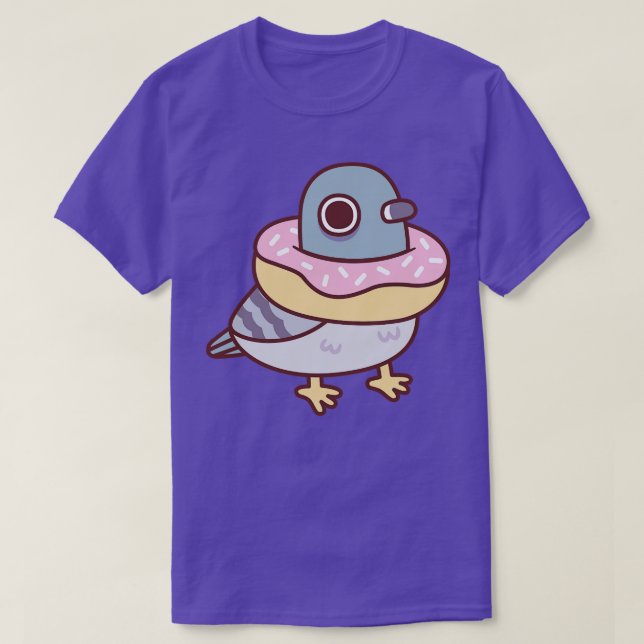 Cute Pigeon med Donut Necklace Funny T Shirt (Design framsida)
