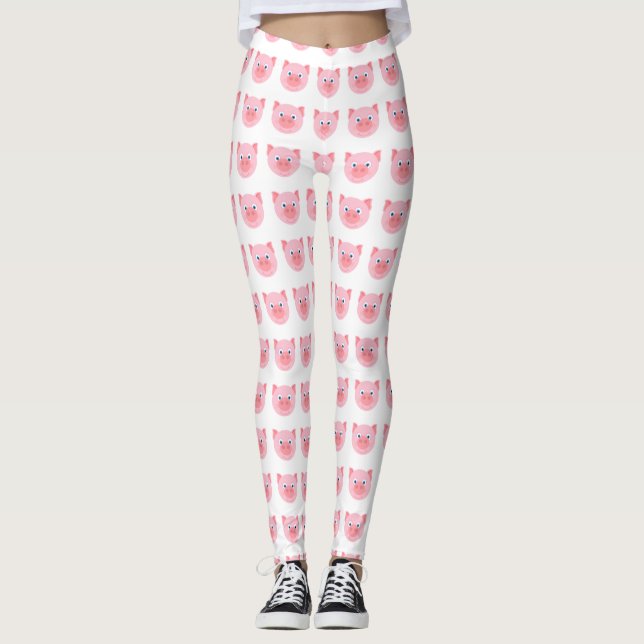 Cute pigg ansikte leggings (Framsida)