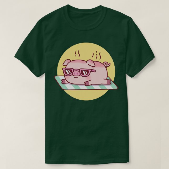 Cute Pigg med solglasögon, solbrända T Shirt (Design framsida)