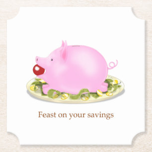 Cute Piggy Bank Financial Underlägg Papper