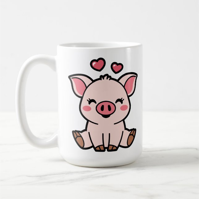 Cute Piggy Bank Kaffemugg (Vänster)
