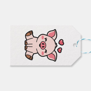 Cute Piggy Bank Presentetikett