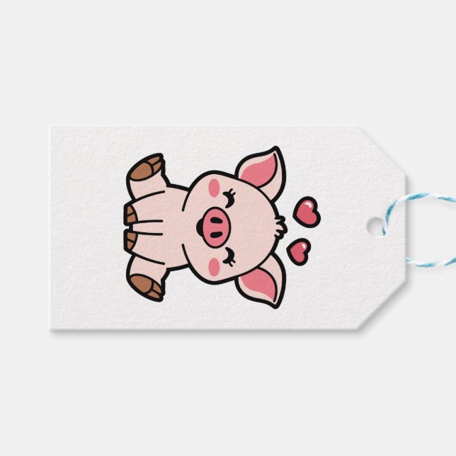Cute Piggy Bank Presentetikett (Framsidan (Horisontell))