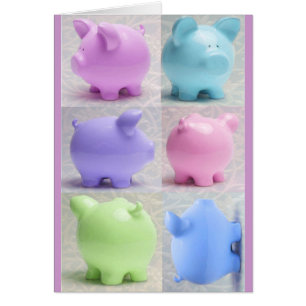 Cute Piggy Collage Hälsningskort