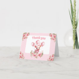 Cute Piggy Girl Farm 1:a födelsedag Tack Cards Kort