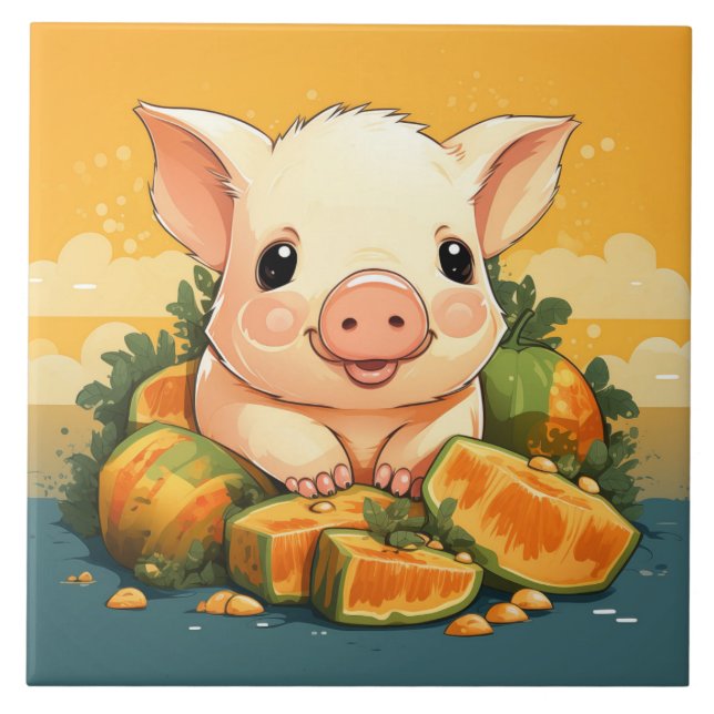 Cute piggy keramic tile kakelplatta (Framsidan)