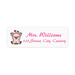 Cute Piggy Returadress Etikett