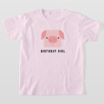Cute Piggy Rosa Birthday Girl T Shirt<br><div class="desc">Gris ansikte på alla skjortor med redigerbar text</div>