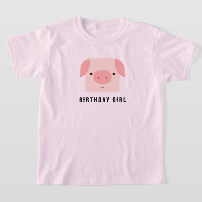 Cute Piggy Rosa Birthday Girl T Shirt (Laydown)