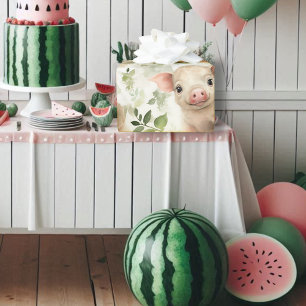 Cute Piggy Watercolor Seamless Mönster Presentpapper