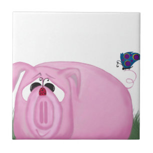 Cute Piglet Chumley och vackra vänner Kakelplatta