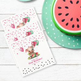 Cute Piglet Eating Watermelon Birthday Papper Pappersservett