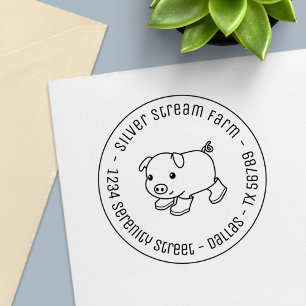 Cute Piglet Gris i Rubber Boots Business Adress Självfärgande Stämpel
