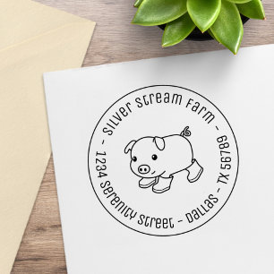 Cute Piglet Gris i Rubber Boots Business Adress Stämpel