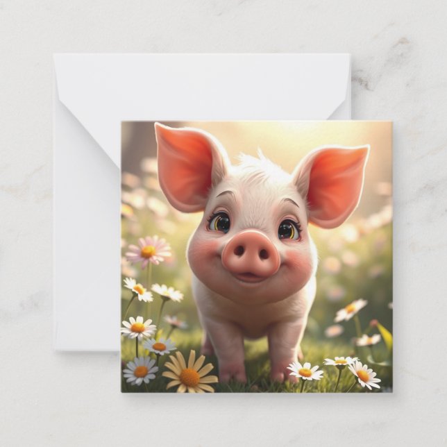 Cute Piglet Note Card Anteckningskort (Framsida)