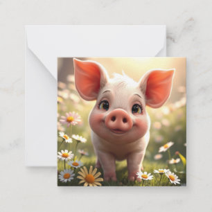 Cute Piglet Note Card Anteckningskort