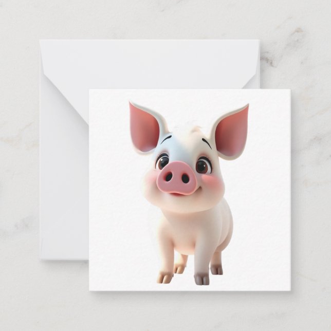 Cute Piglet Note Card Anteckningskort (Framsida)