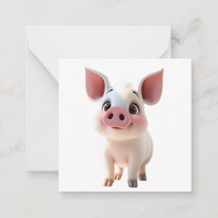 Cute Piglet Note Card Anteckningskort