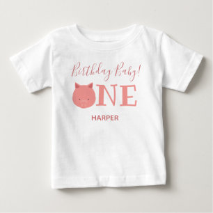 Cute Piglet One Namn första födelsedag T Shirt