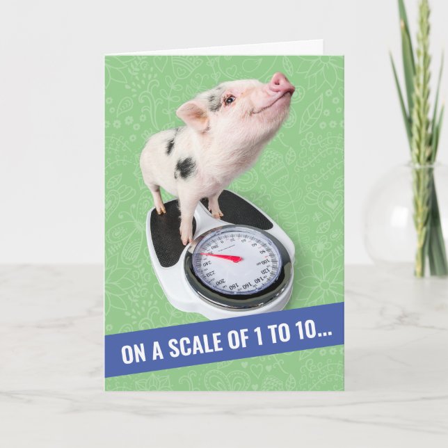 Cute Piglet på en  av 1 till 10 födelsedagskort Kort (Framsida)
