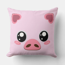 Cute piglet, Rosa bakgrund Pillow