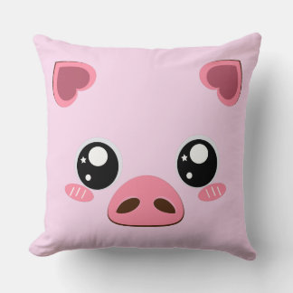 Cute piglet, Rosa bakgrund Pillow Kudde