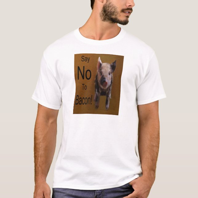 Cute Piglet "Säg nej till bacon" Tee (Framsida)