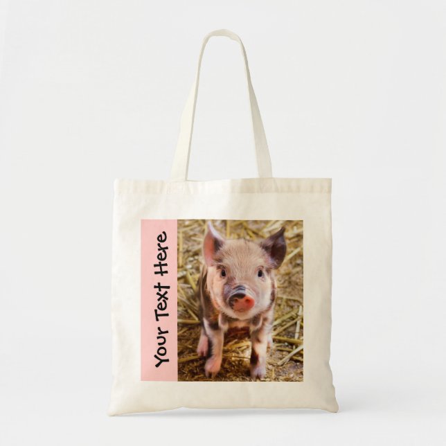 Cute Piglet Tote Tygkasse (Framsidan)