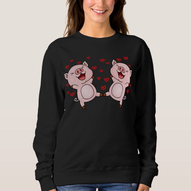 Cute Pigs Valentines Day Matching Couple Pigs T Shirt (Framsida)
