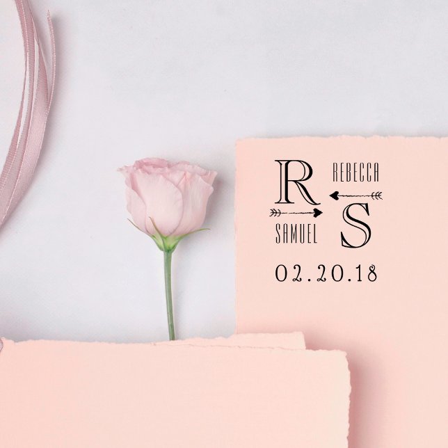 Cute Pilar Anpassningsbar Initialer & Namn Bröllop Stämpel (Skapare uppladdad)