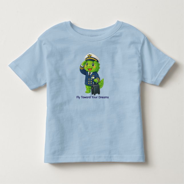 Cute Pilot Dinosaur – Dino Jobs T Shirt (Framsida)