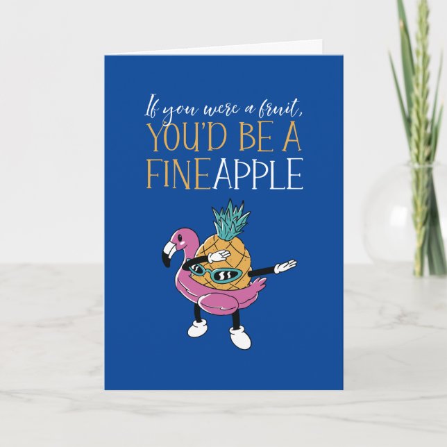 Cute Pineapple Fruit Pun Funny Valentine Day Helgkort (Framsida)