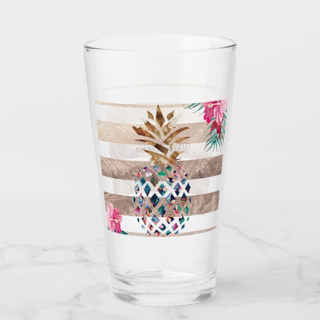 Cute Pineapple guld stripe Glaskopp (Framsida)