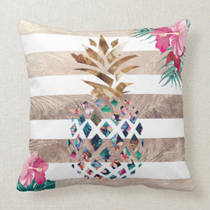 Cute Pineapple guld stripe Kudde