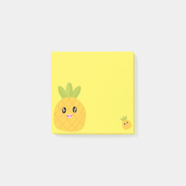 Cute Pineapple gult kawaii Post-it Block (Framsida)