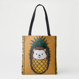 Cute Pineapple Hedgehog Tote Bag Funny Animal Illu Tygkasse