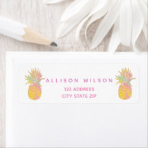 Cute Pineapple i Pinks Gult och Guld-etikett